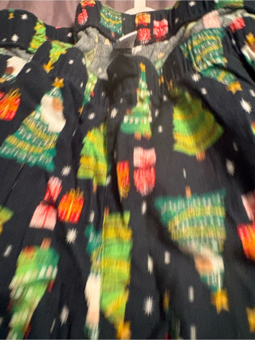 Women’s Christmas Tree Print Pajama Pants - Navy & Green - Picture 2 of 4